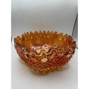 Marigold Carnival Glass Bowl 6” Iridescent, Sawtooth Edge, Perfect Condition